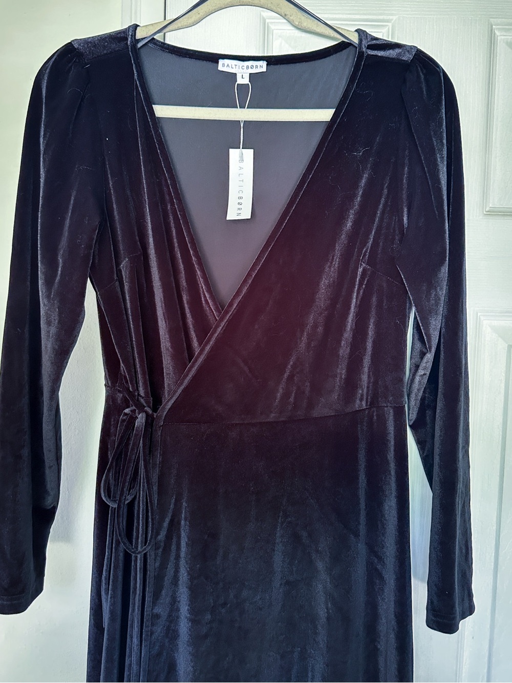 Baltic Born Black Velvet Wrap Maxi Dress with Long Sleeves